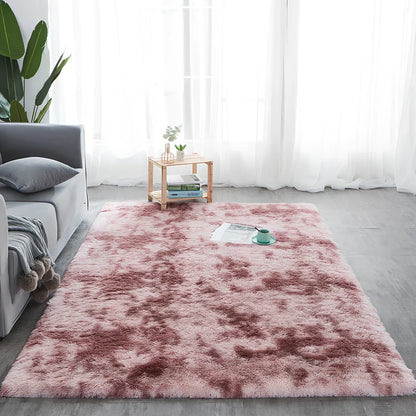 Rectangular polyester-cotton blend carpet in plain pattern with machine-woven texture