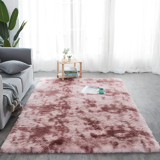 Rectangular polyester-cotton blend carpet in plain pattern with machine-woven texture