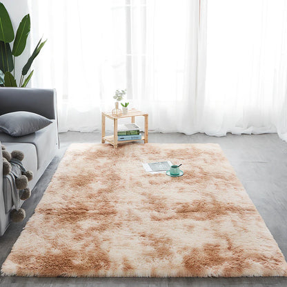 Rectangular polyester-cotton blend carpet in plain pattern with machine-woven texture
