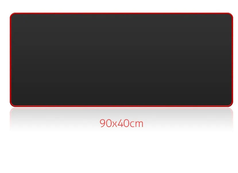 Large black and red gaming mouse pad with locking edge and non-slip rubber base, 40x90cm.