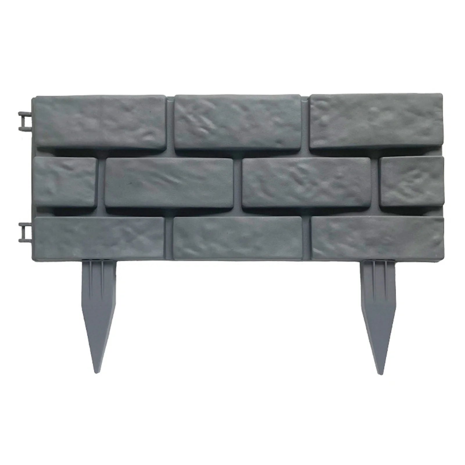 Rectangular plastic garden fence with imitation stone effect, grey color, set of 4 pieces
