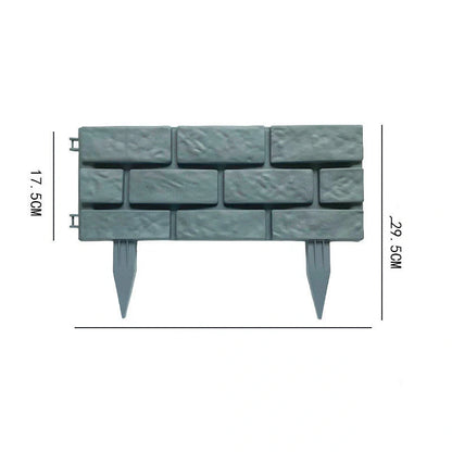 Rectangular plastic garden fence with imitation stone effect, grey color, set of 4 pieces