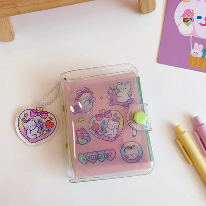 A5 spiral-bound notebook with decorative cover showing one of four styles: love bear, candy bear, star bunny, or rainbow castle design