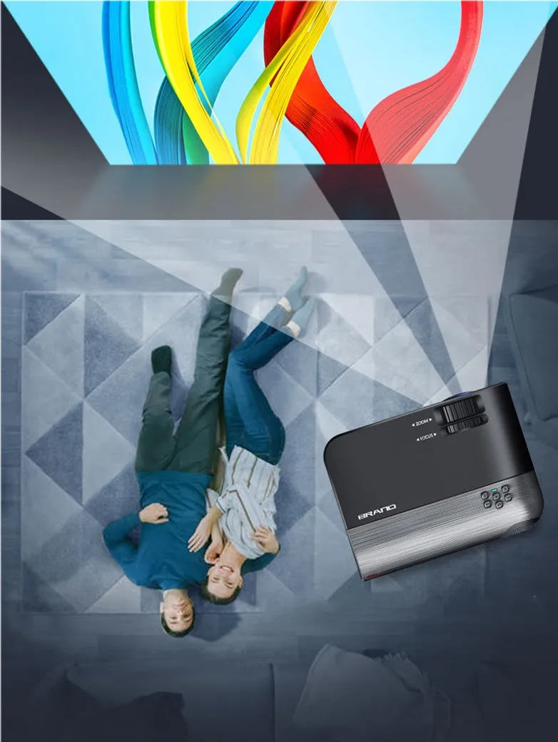 Portable WiFi wireless projector with 8K lens for mobile phone screen mirroring and AI voice control