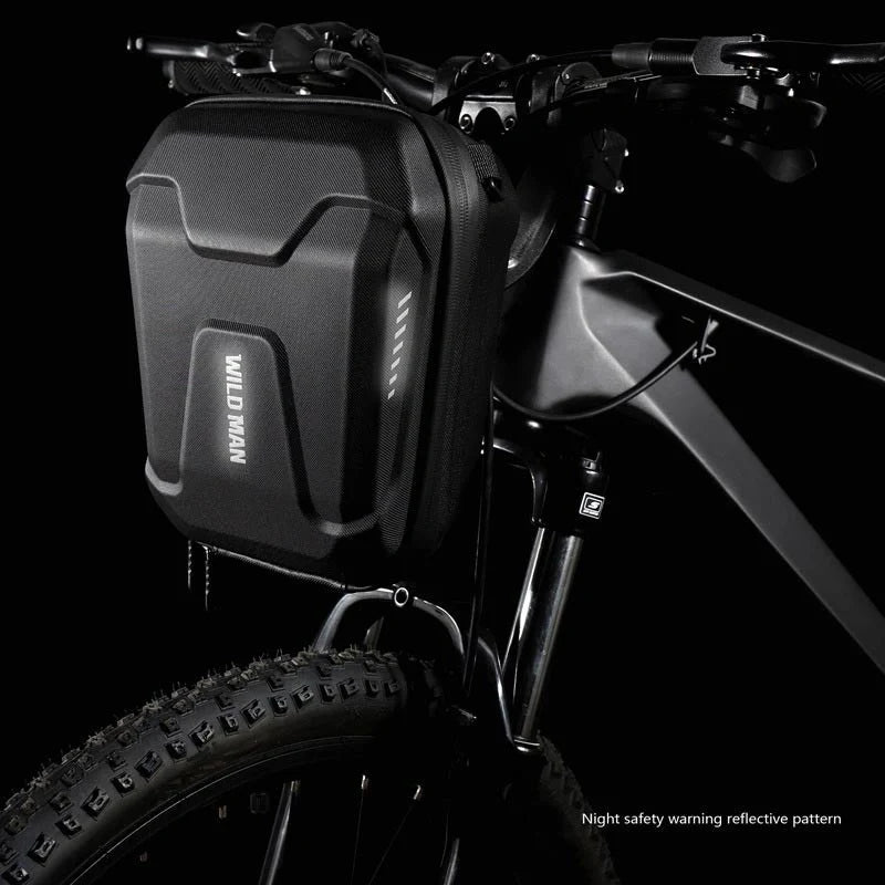 Bicycle EVA Hard Shell Handlebar Bag in black with quick-release bracket
