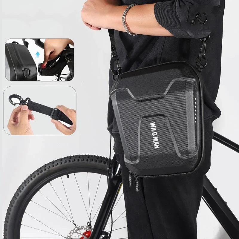 Bicycle EVA Hard Shell Handlebar Bag in black with quick-release bracket