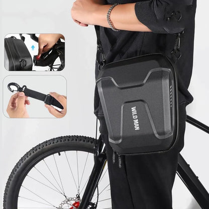 Bicycle EVA Hard Shell Handlebar Bag in black with quick-release bracket