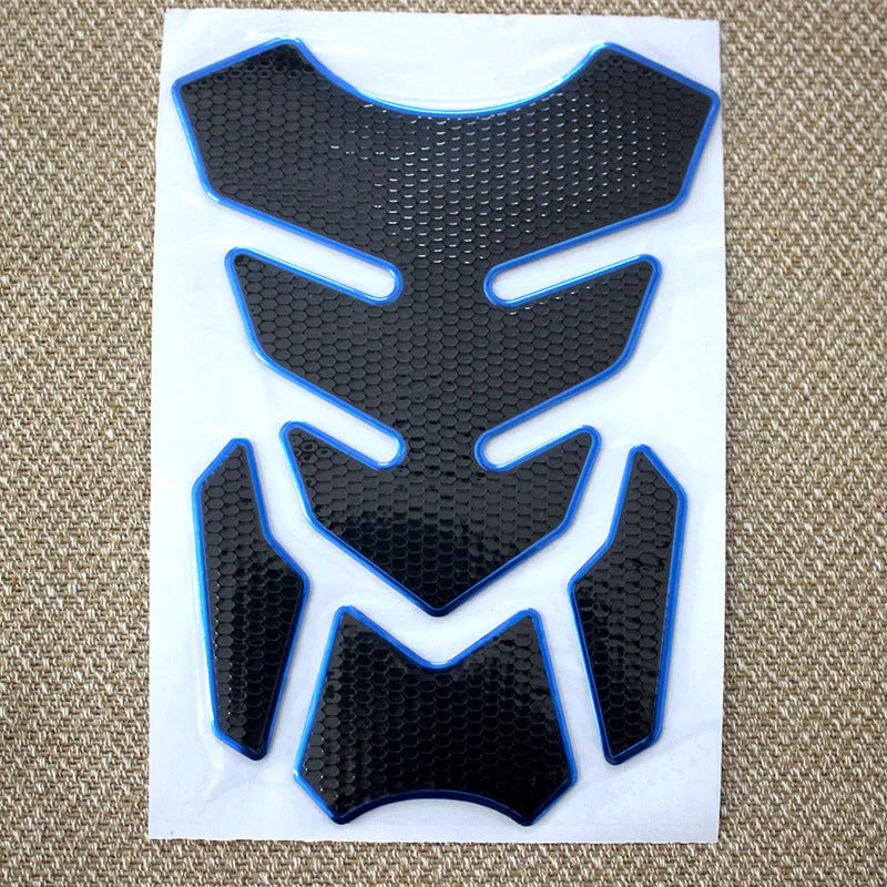 3D fishbone motorcycle sticker, PVC soft rubber, 19x14cm, self-adhesive, black gold silver red blue