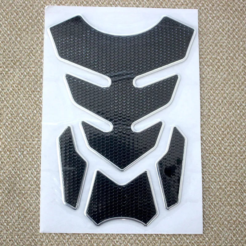 3D fishbone motorcycle sticker, PVC soft rubber, 19x14cm, self-adhesive, black gold silver red blue