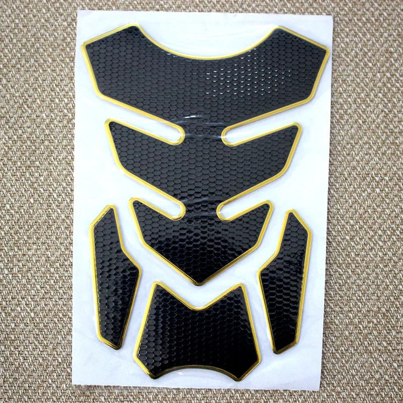 3D fishbone motorcycle sticker, PVC soft rubber, 19x14cm, self-adhesive, black gold silver red blue