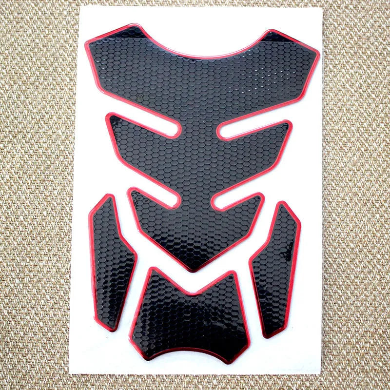 3D fishbone motorcycle sticker, PVC soft rubber, 19x14cm, self-adhesive, black gold silver red blue