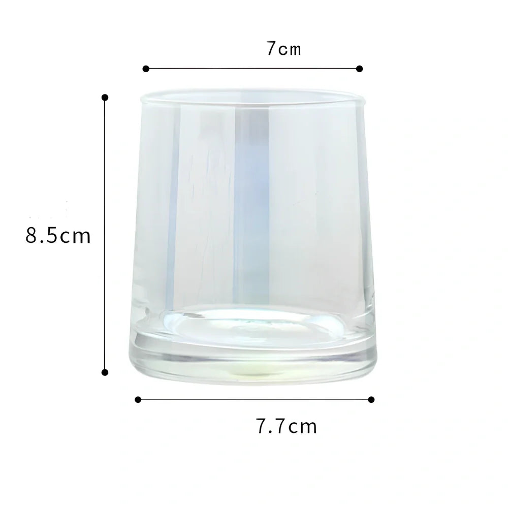 Set of heat-resistant glass whiskey cups in amber and transparent, 8.5cm tall with 60ml capacity for clear pours