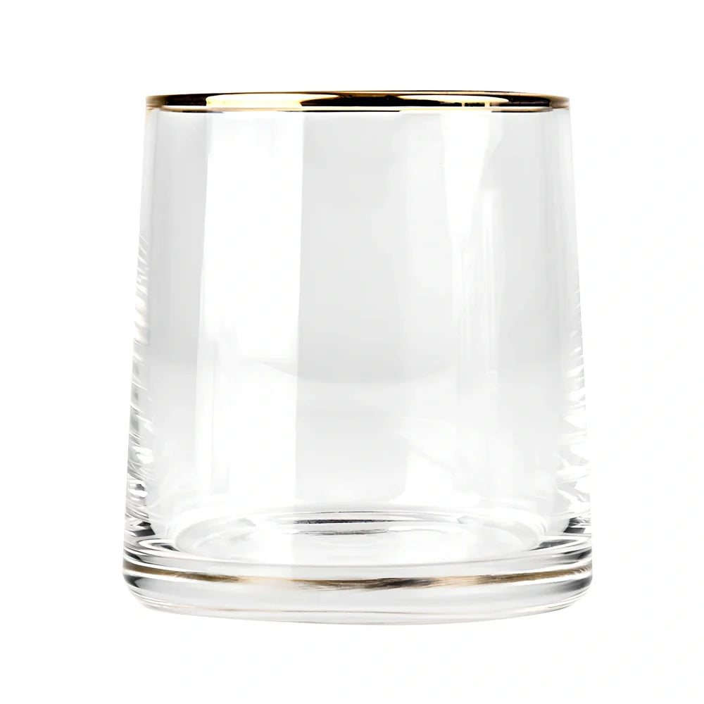Set of heat-resistant glass whiskey cups in amber and transparent, 8.5cm tall with 60ml capacity for clear pours