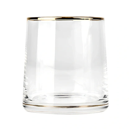 Set of heat-resistant glass whiskey cups in amber and transparent, 8.5cm tall with 60ml capacity for clear pours