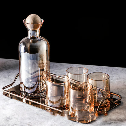 Set of heat-resistant glass whiskey cups in amber and transparent, 8.5cm tall with 60ml capacity for clear pours