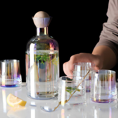 Set of heat-resistant glass whiskey cups in amber and transparent, 8.5cm tall with 60ml capacity for clear pours