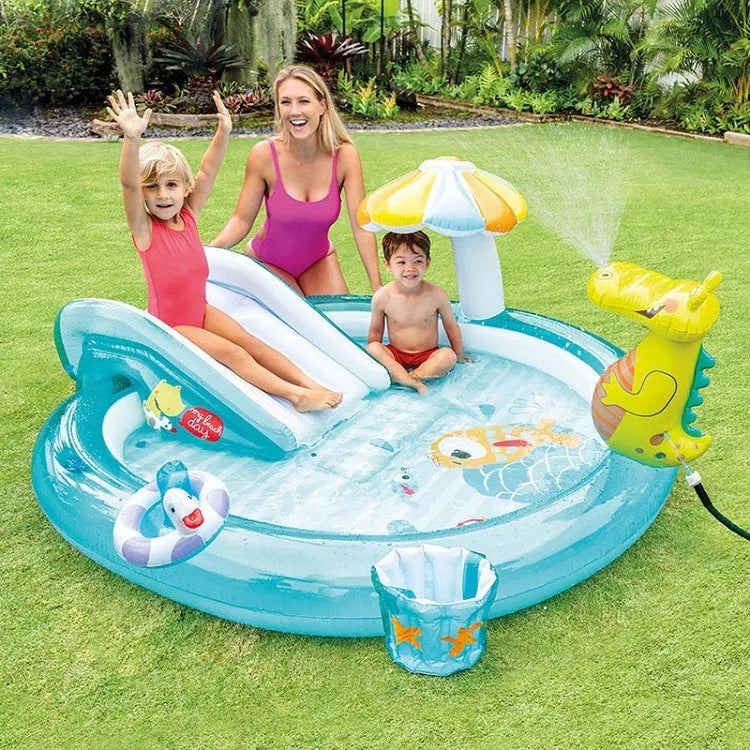 Inflatable Slide Water Jet Park Pool for kids in vibrant colors
