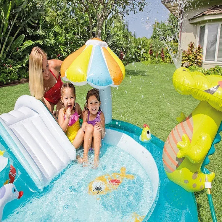 Inflatable Slide Water Jet Park Pool for kids in vibrant colors