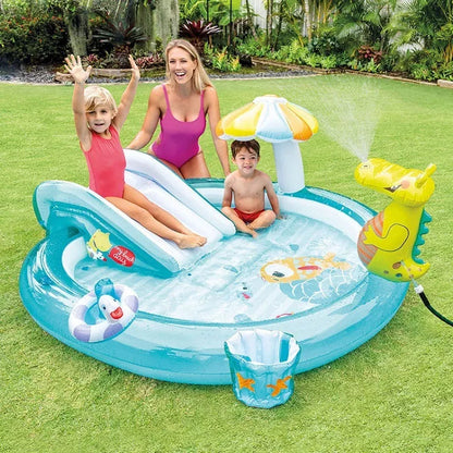 Inflatable Slide Water Jet Park Pool for kids in vibrant colors