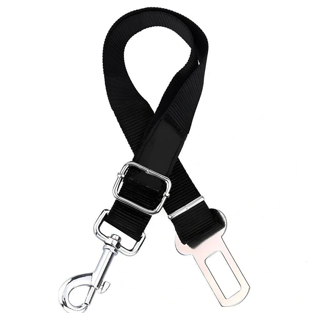 Dog car seat belt with 120cm adjustable safety rope and universal buckle clip in multiple colour options