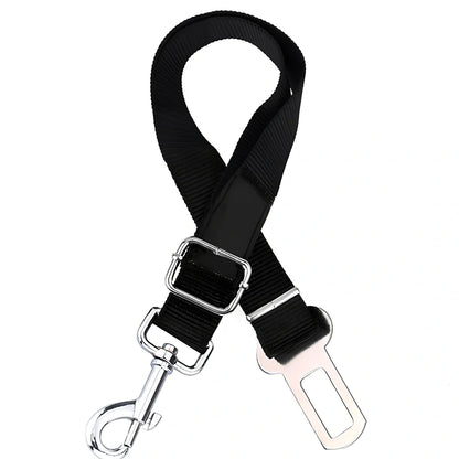 Dog car seat belt with 120cm adjustable safety rope and universal buckle clip in multiple colour options