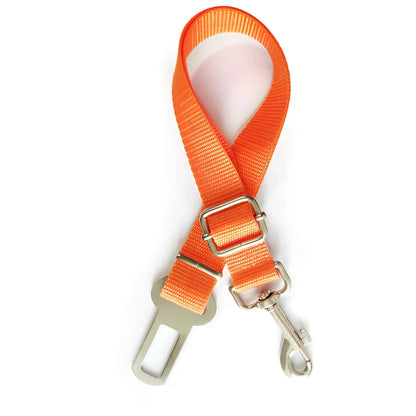 Dog car seat belt with 120cm adjustable safety rope and universal buckle clip in multiple colour options