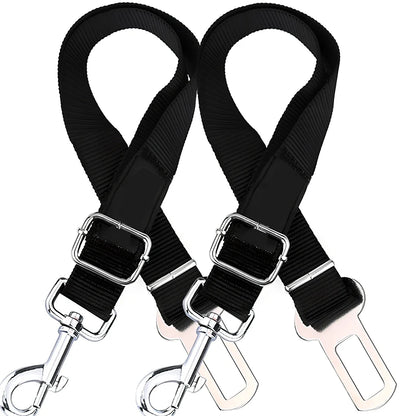 Dog car seat belt with 120cm adjustable safety rope and universal buckle clip in multiple colour options