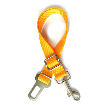 Dog car seat belt with 120cm adjustable safety rope and universal buckle clip in multiple colour options
