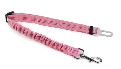Dog car seat belt with 120cm adjustable safety rope and universal buckle clip in multiple colour options