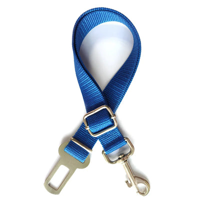 Dog car seat belt with 120cm adjustable safety rope and universal buckle clip in multiple colour options