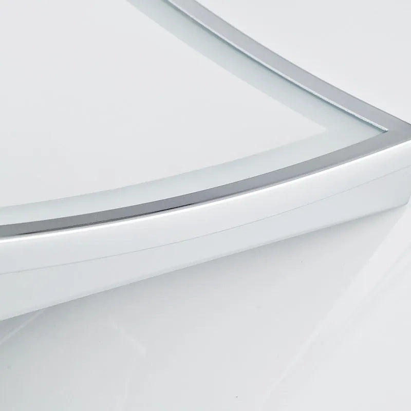 8.5 inch stainless steel folding makeup mirror in silver finish with a hidden switch