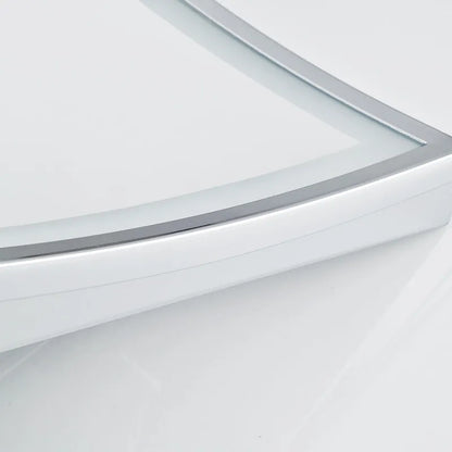 8.5 inch stainless steel folding makeup mirror in silver finish with a hidden switch