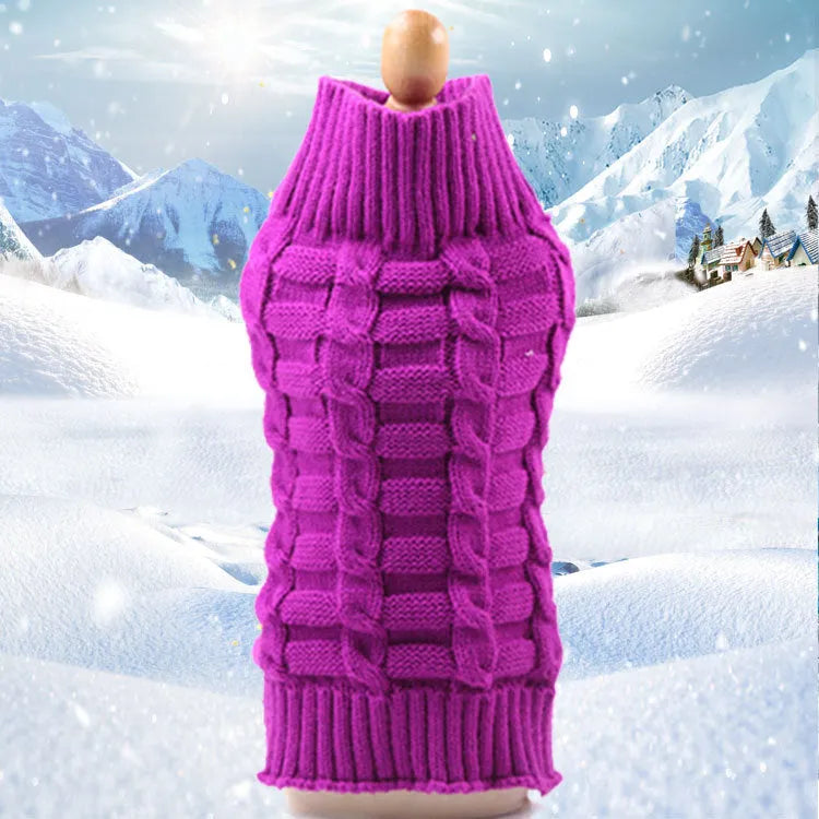 Cashmere twisted rope dog sweater in wool material showing twisted rope detail and colour options