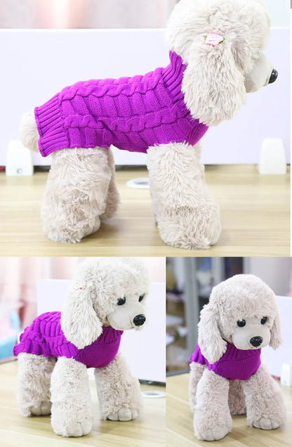 Cashmere twisted rope dog sweater in wool material showing twisted rope detail and colour options
