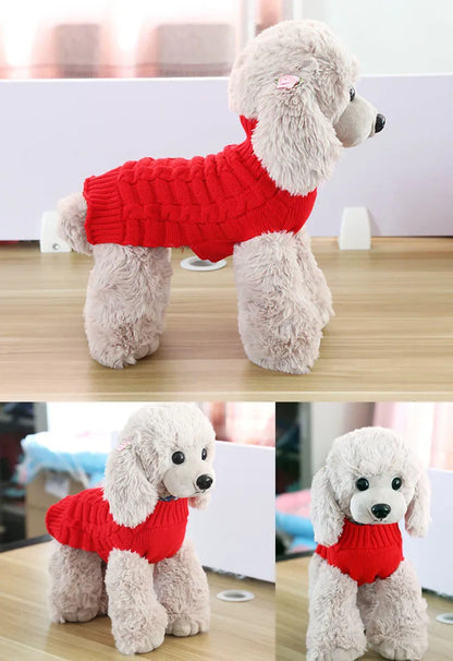 Cashmere twisted rope dog sweater in wool material showing twisted rope detail and colour options