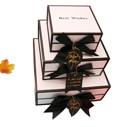 White clamshell gift box for lipstick cosmetics with book-style opening in three size options