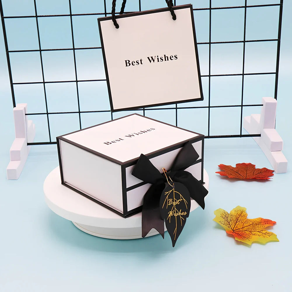 White clamshell gift box for lipstick cosmetics with book-style opening in three size options