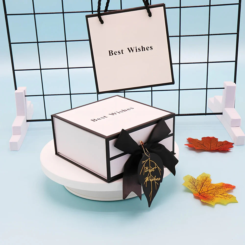 White clamshell gift box for lipstick cosmetics with book-style opening in three size options
