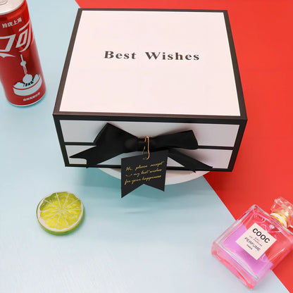 White clamshell gift box for lipstick cosmetics with book-style opening in three size options