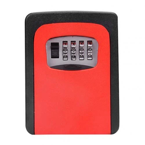 Wall-mounted key storage box with 4-digit combination lock, available in multiple colors for secure and convenient key organization