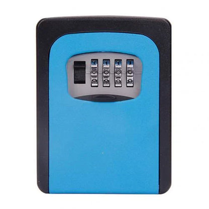 Wall-mounted key storage box with 4-digit combination lock, available in multiple colors for secure and convenient key organization