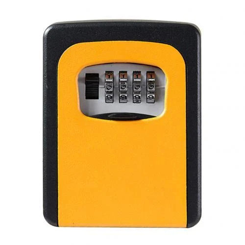 Wall-mounted key storage box with 4-digit combination lock, available in multiple colors for secure and convenient key organization