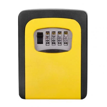 Wall-mounted key storage box with 4-digit combination lock, available in multiple colors for secure and convenient key organization