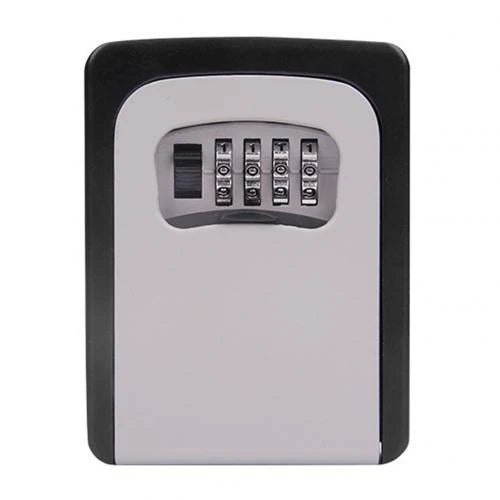 Wall-mounted key storage box with 4-digit combination lock, available in multiple colors for secure and convenient key organization