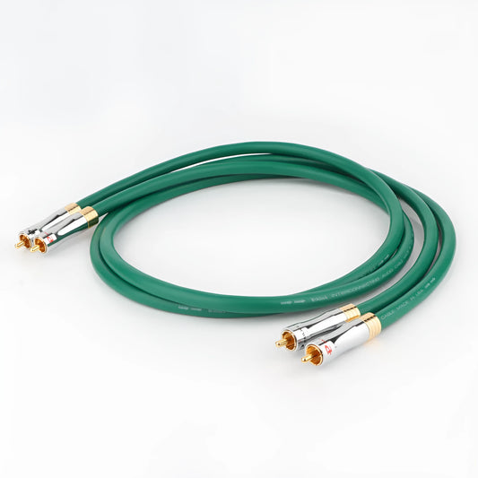 Audiophile 4-core shielded RCA audio interconnect cable with choice of Budweiser or Zhongdao plug styles