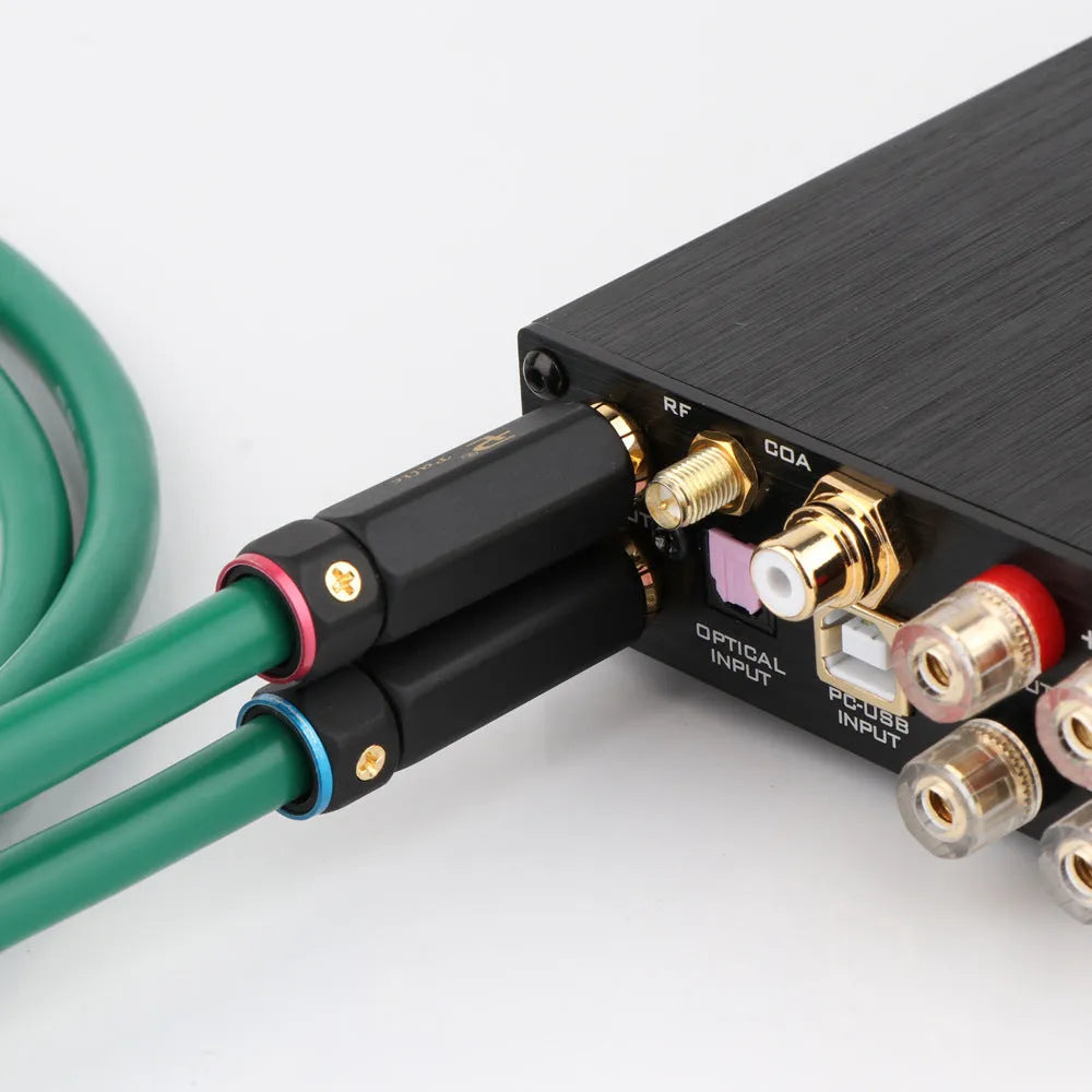 Audiophile 4-core shielded RCA audio interconnect cable with choice of Budweiser or Zhongdao plug styles