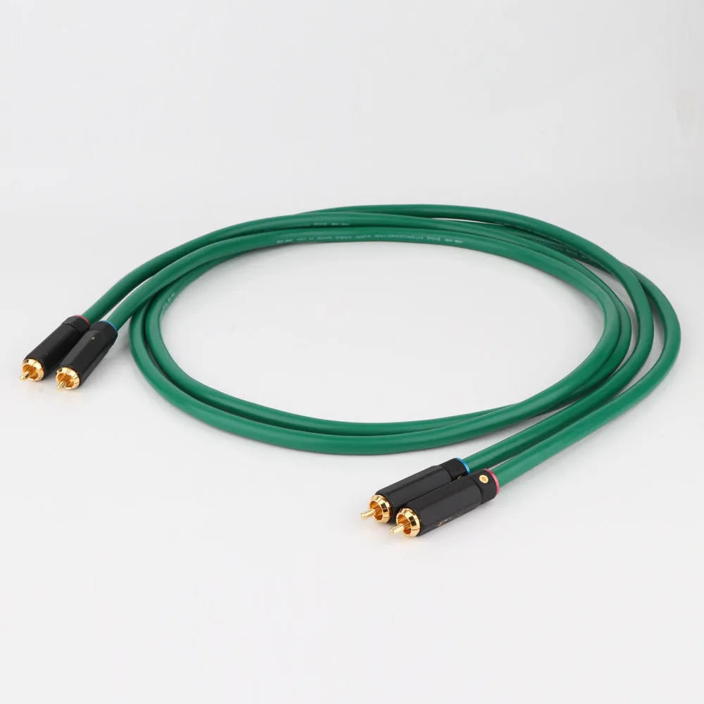 Audiophile 4-core shielded RCA audio interconnect cable with choice of Budweiser or Zhongdao plug styles