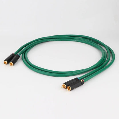 Audiophile 4-core shielded RCA audio interconnect cable with choice of Budweiser or Zhongdao plug styles