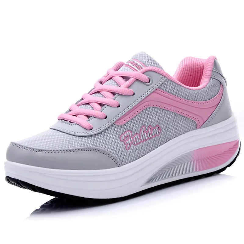 Women's grey powder travel sports shoes with 3-5cm heel and heelless design for spring wear