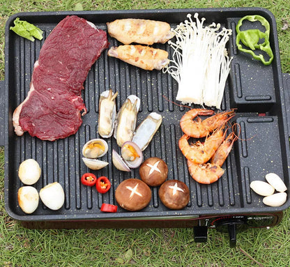 Portable Outdoor Long Barbecue Plate in black, perfect for outdoor cooking